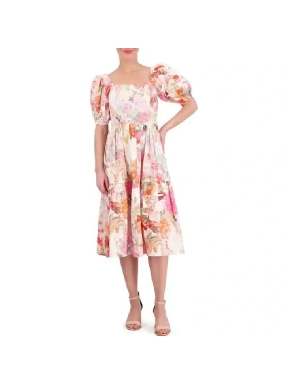 Vince Camuto Pink Floral Dress with Mixed Floral Print